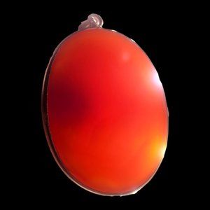 Vintage Sunset Orange Red Carnelian Pendant With Silver Bezel & Bail 1 1/2"x 1"